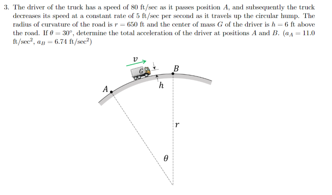 Solved 3. The driver of the truck has a speed of 80ft/sec as | Chegg.com