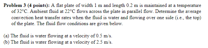 Solved Problem 3 (4 points): A flat plate of width 1 m and | Chegg.com