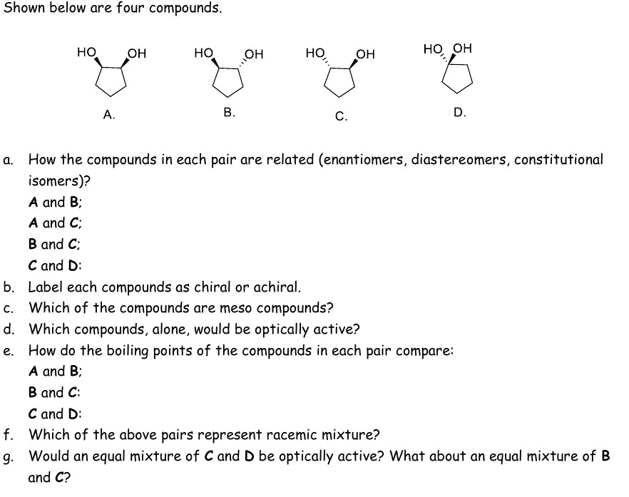 Solved Shown below are four compounds. a. How the compounds | Chegg.com