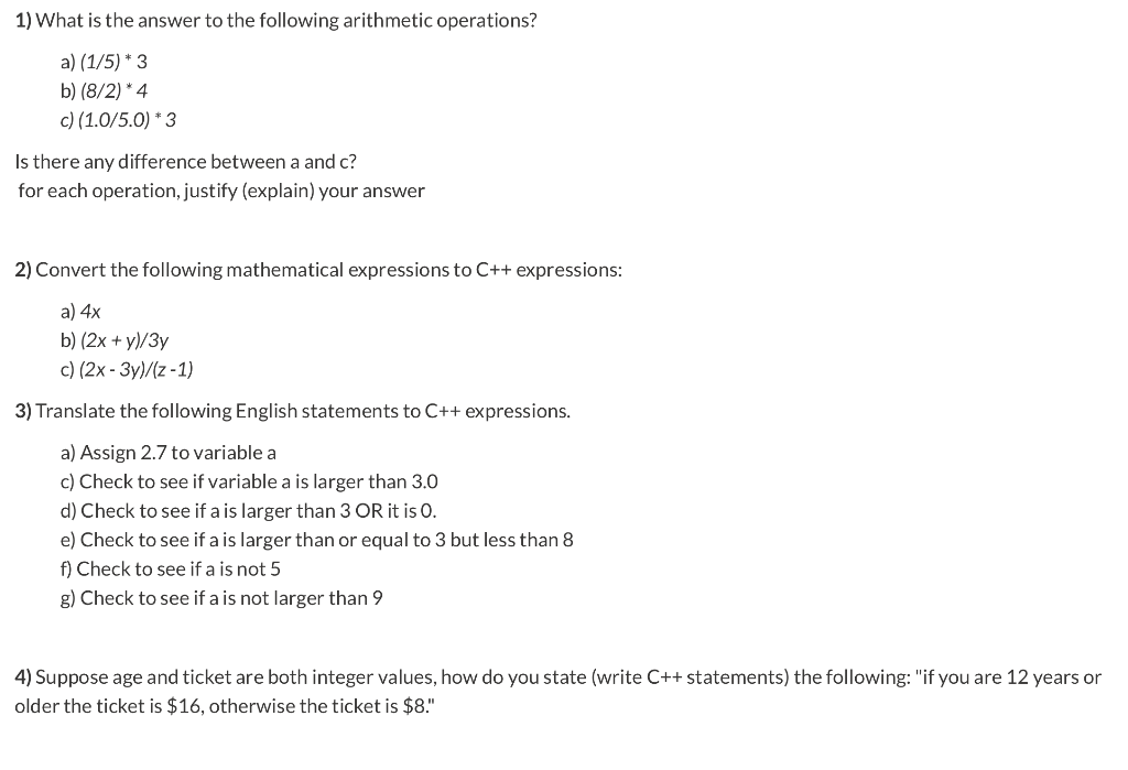 Solved 1) What is the answer to the following arithmetic | Chegg.com