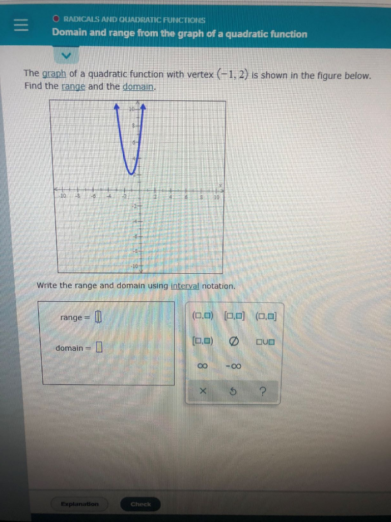 The graph of a quadratic function with vertex (-211,21)  Chegg.com