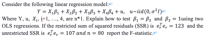 Solved Consider the following linear regression model: | Chegg.com 