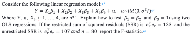 Solved Consider The Following Linear Regression Model 7502