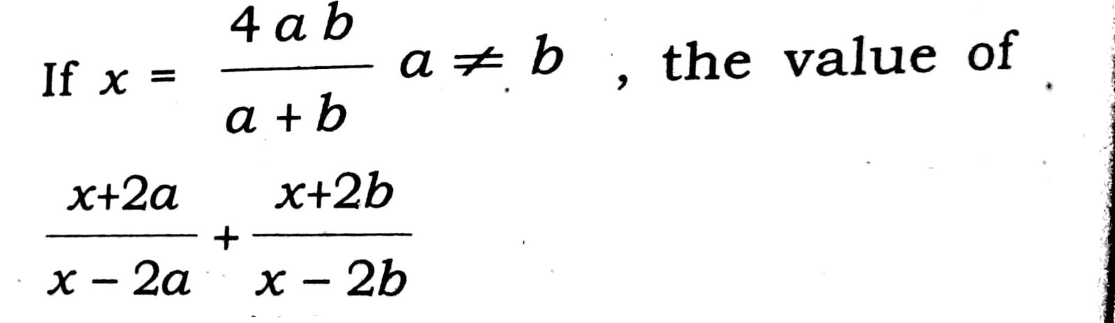 if x 2a b 2 then a equals