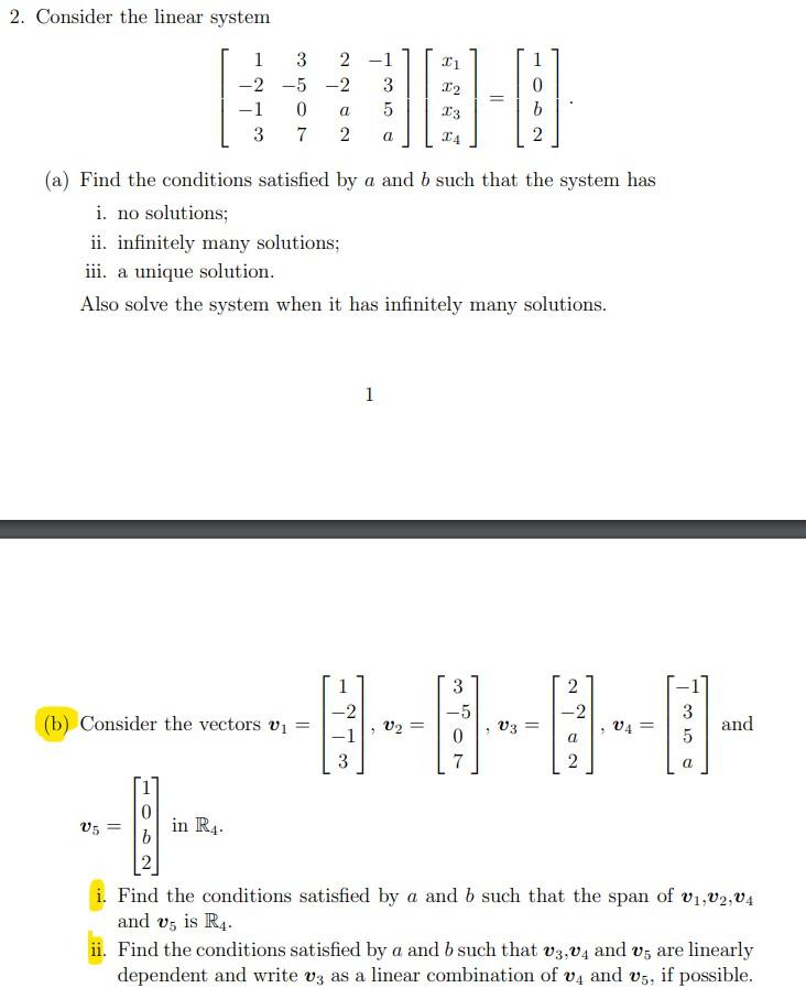 Solved 2. Consider The Linear System | Chegg.com