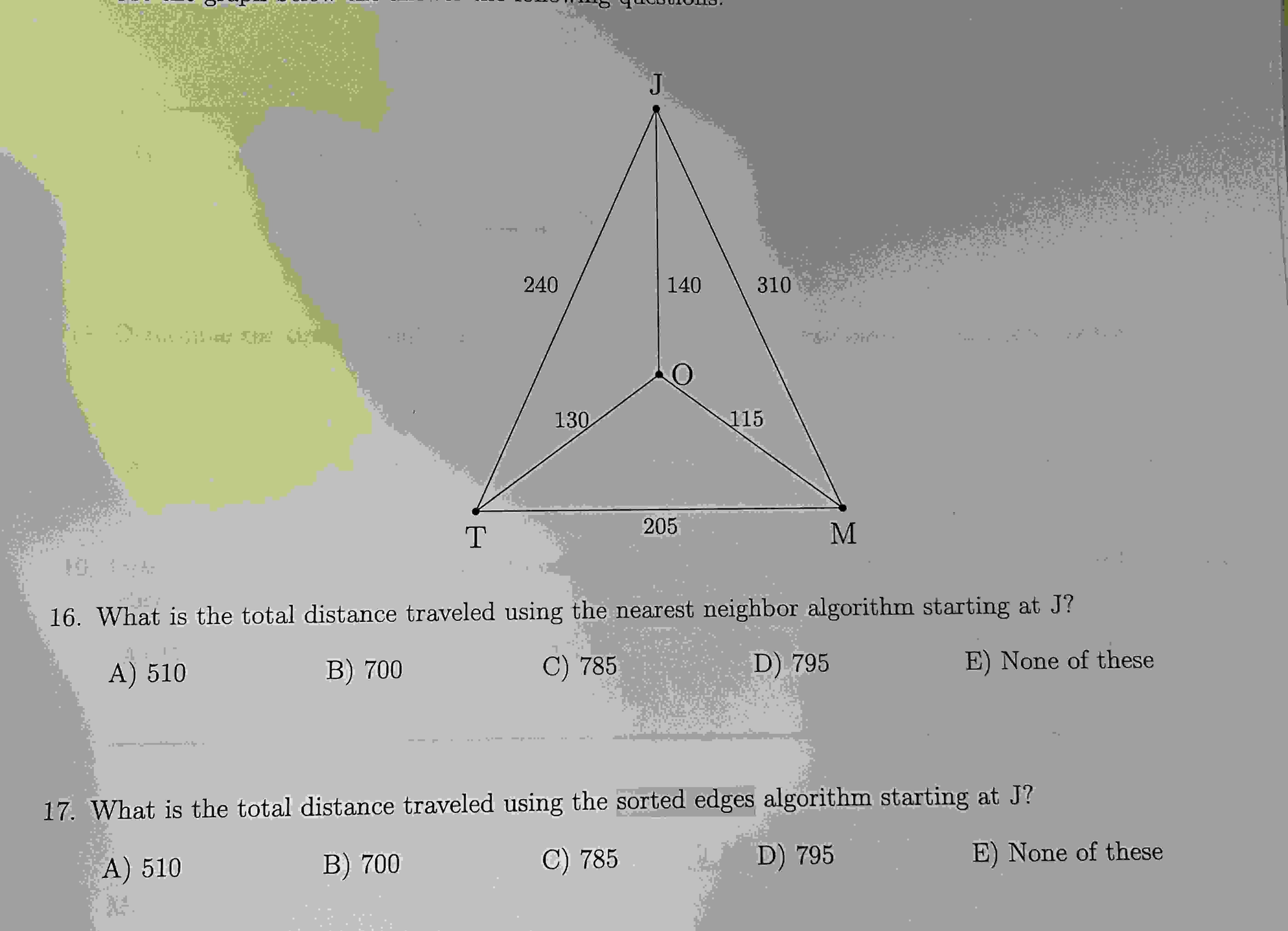Total Distance Algebra Solved What is the total distance traveled using the nearest | Chegg.com