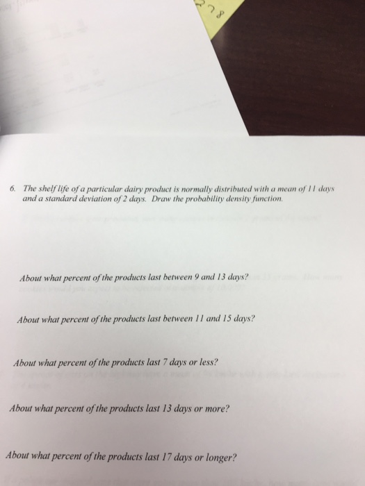 Solved The shelf life of a particular dairy product is