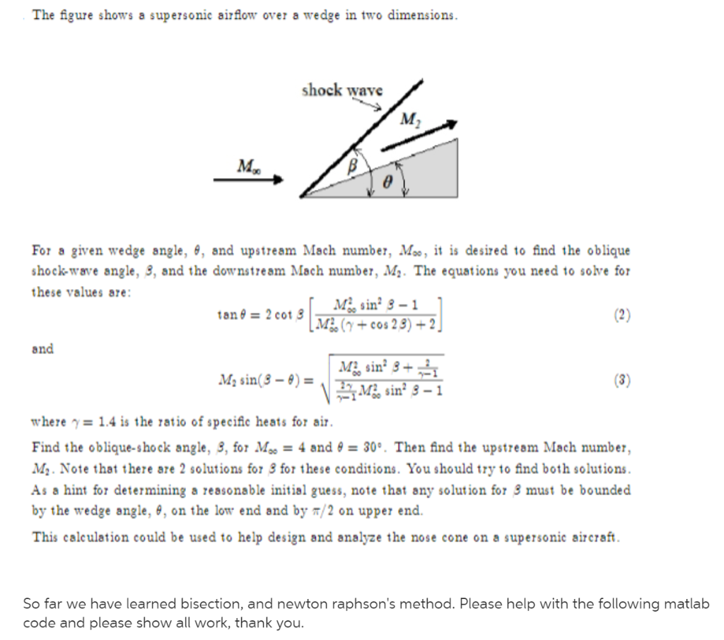 The figure shows a supersonic airflow over a wedge in The figure shows a supersonic airflow over a wedge in