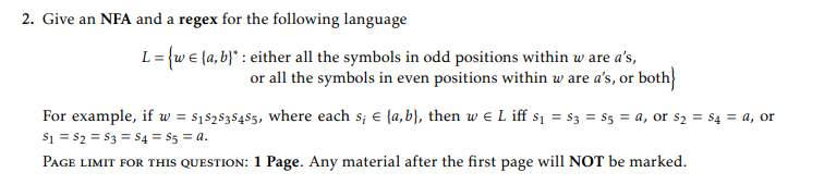 Solved 2. Give an NFA and a regex for the following language | Chegg.com