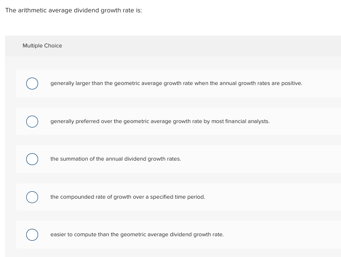 solved-the-arithmetic-average-dividend-growth-rate-is-chegg
