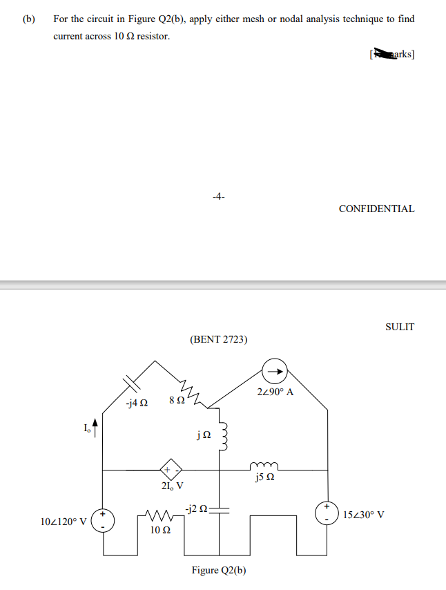 Solved (b) For The Circuit In Figure Q2(b), Apply Either | Chegg.com