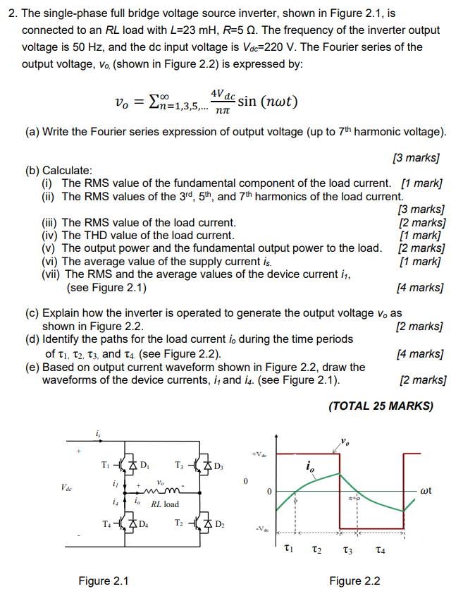 Solved 2. The Single-phase Full Bridge Voltage Source | Chegg.com