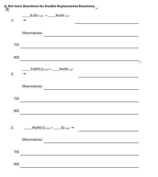 Solved A:Net Ionic Reactions for Double Replacement | Chegg.com