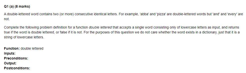 Solved A double-lettered word contains two (or more) | Chegg.com