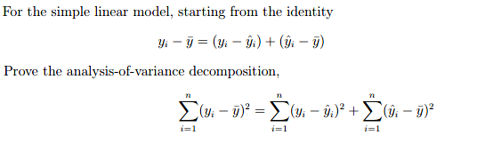 Solved For the simple linear model, starting from the | Chegg.com