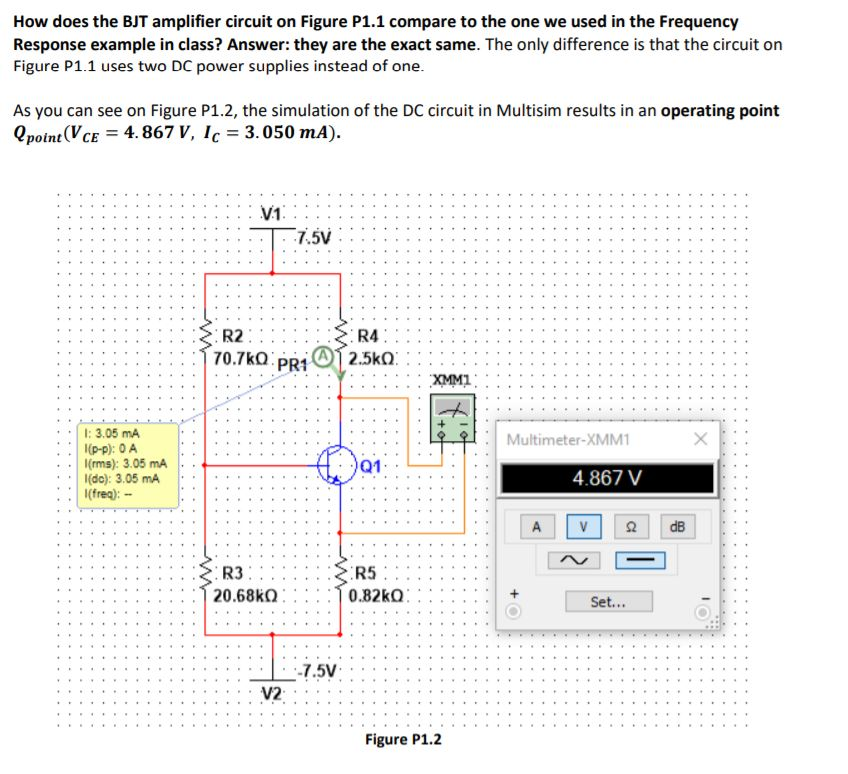 Solved Consider the CE amplifier shown on Figure P1.1. The