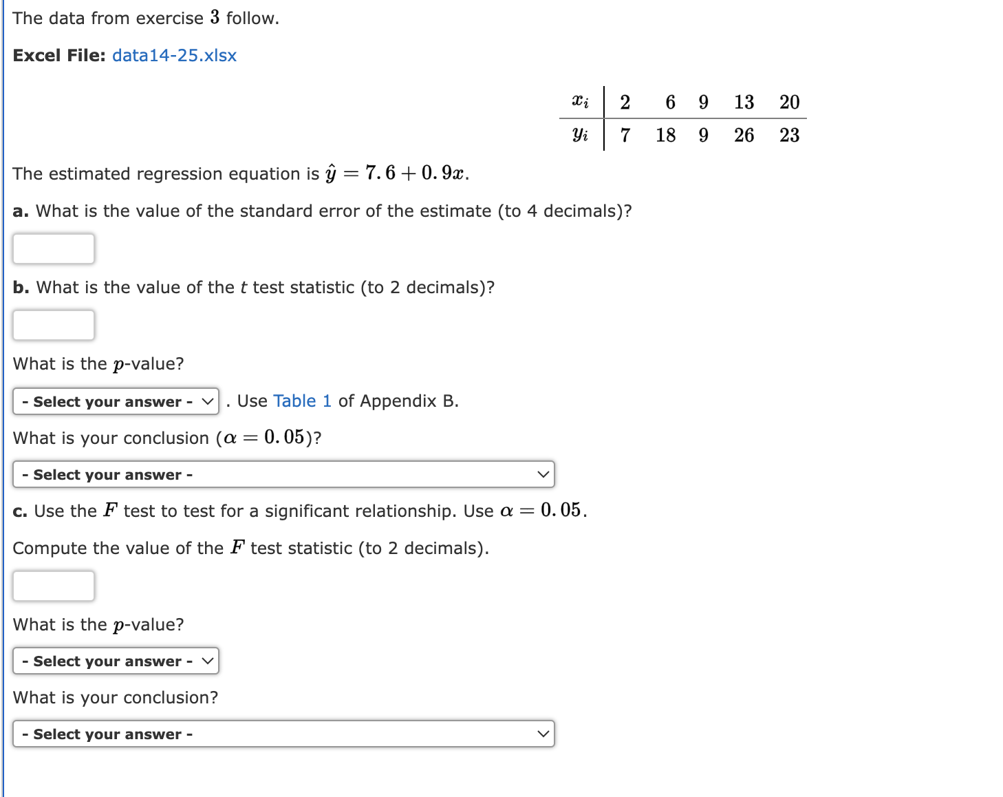 Solved The data from exercise 3 follow. Excel File: | Chegg.com