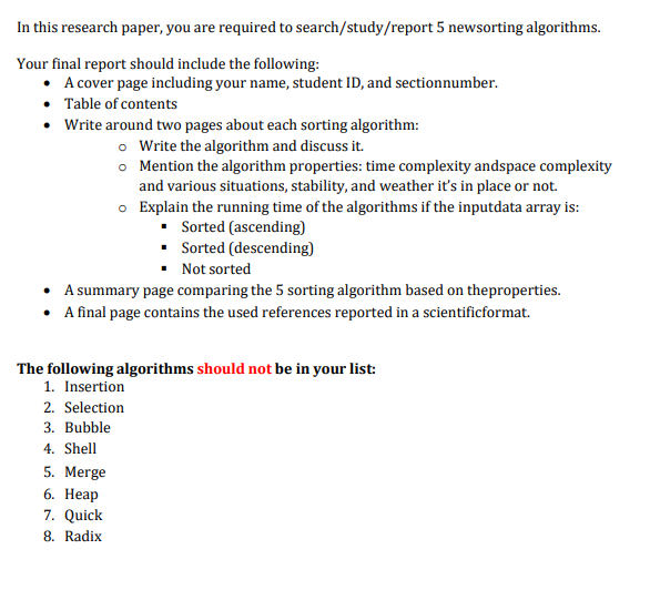 Solved In this research paper, you are required to | Chegg.com