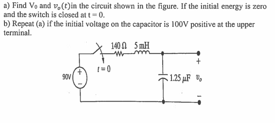 Solved a) Find Vo and v.(t)in the circuit shown in the | Chegg.com