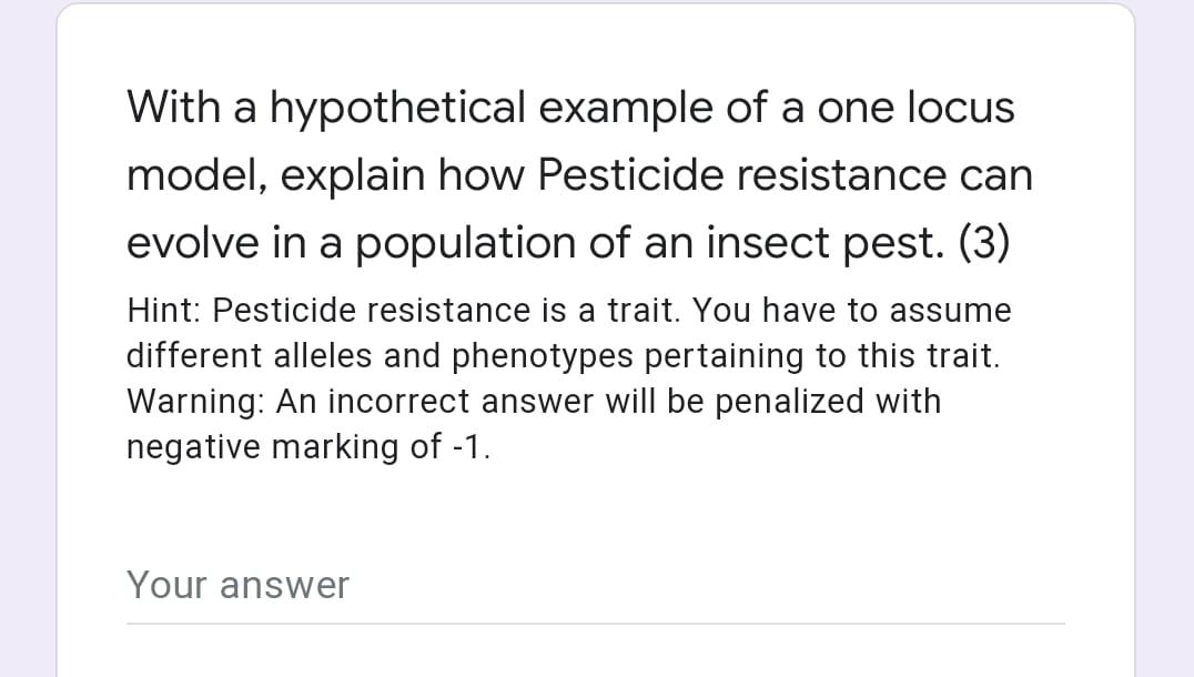Solved With a hypothetical example of a one locus model, | Chegg.com