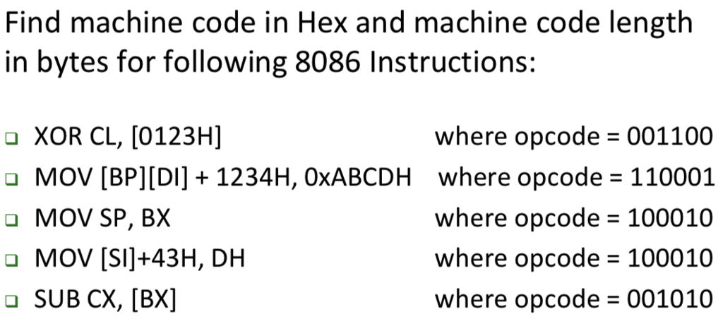 Find machine code in Hex and machine code length in | Chegg.com