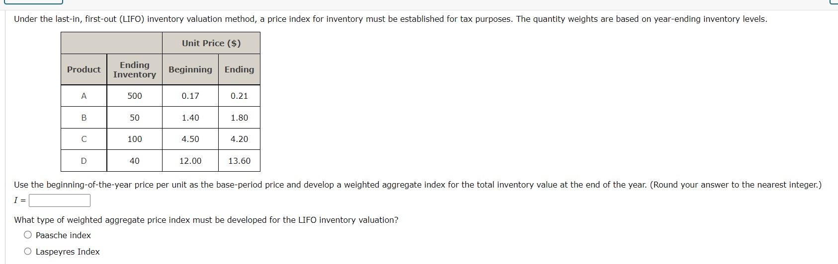 Solved Under The Last-in, First-out (LIFO) Inventory | Chegg.com