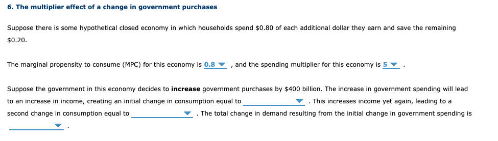 6. The multiplier effect of a change in government | Chegg.com