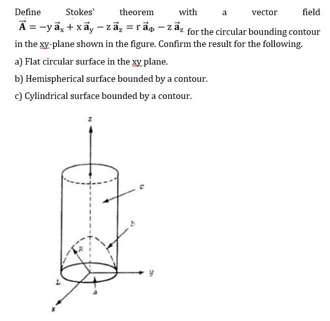 Solved Define Stokes' theorem with a vector field Ā= yāx +