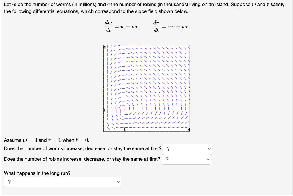 Solved Let w be the number of worms (in millions) and r the | Chegg.com