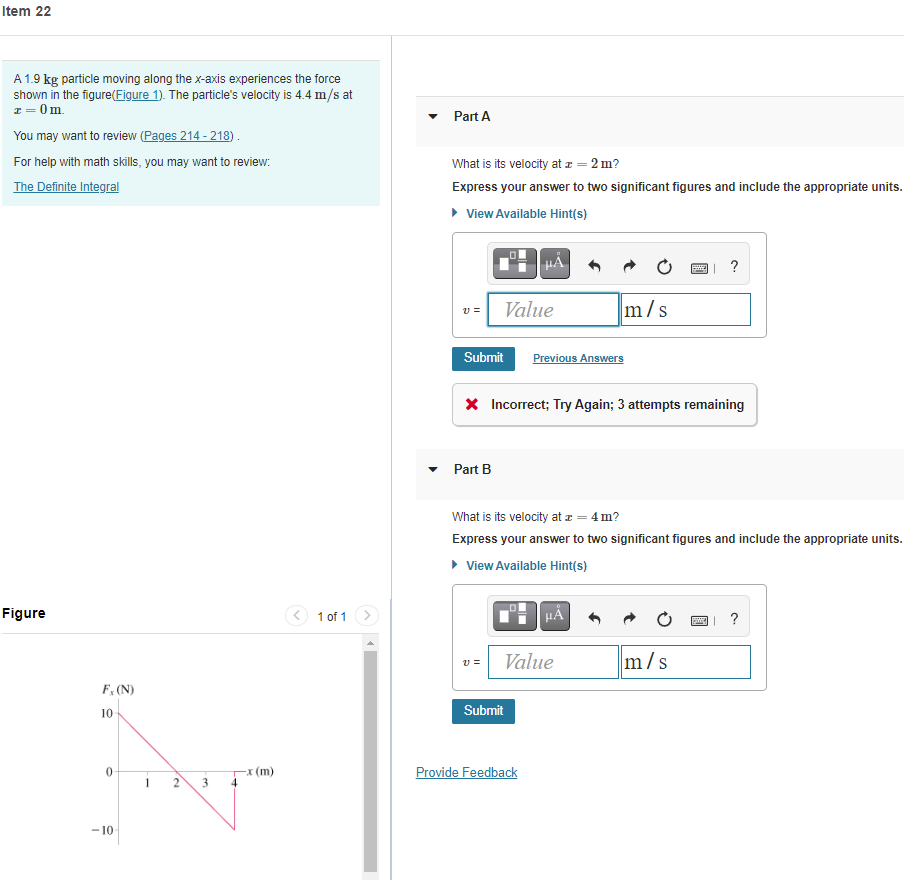 Solved Item 22 Part A A 1.9 kg particle moving along the | Chegg.com