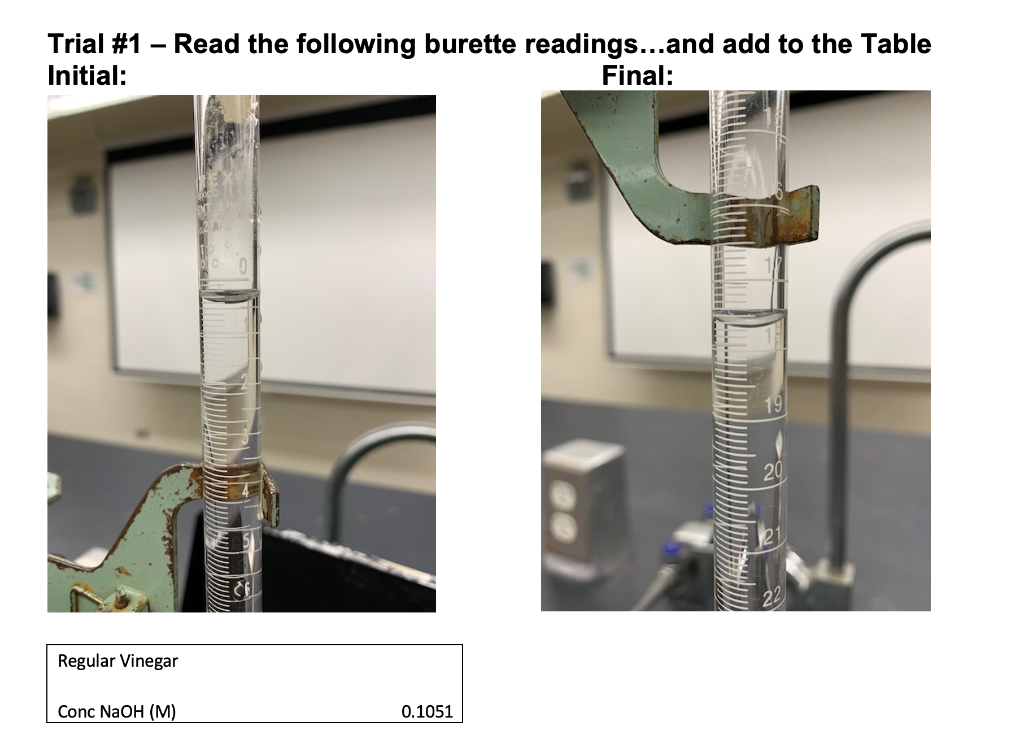 Solved Trial 1 Initial Read the following burette