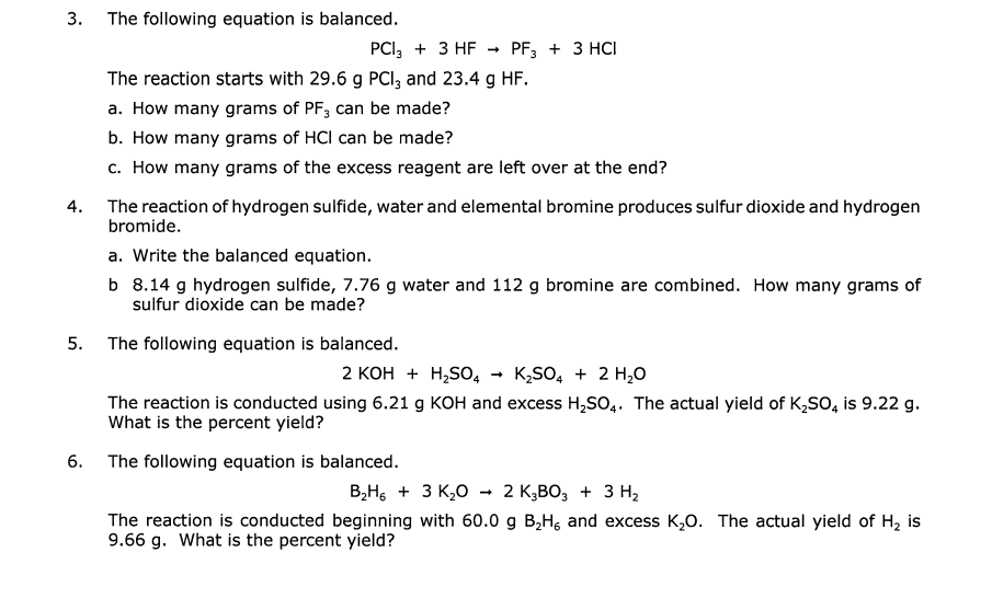 Solved 3. The following equation is balanced. | Chegg.com