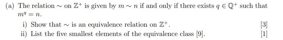 Solved (a) The relation ∼ on Z+is given by m∼n if and only | Chegg.com