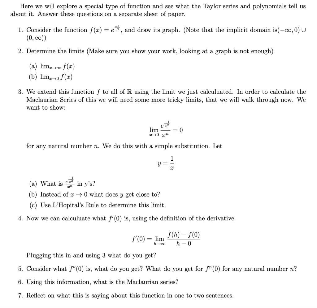 Solved Here we will explore a special type of function and | Chegg.com