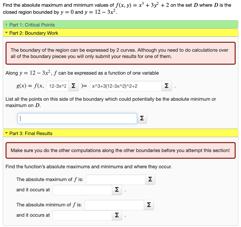 Solved Find the absolute maximum and minimum values of | Chegg.com