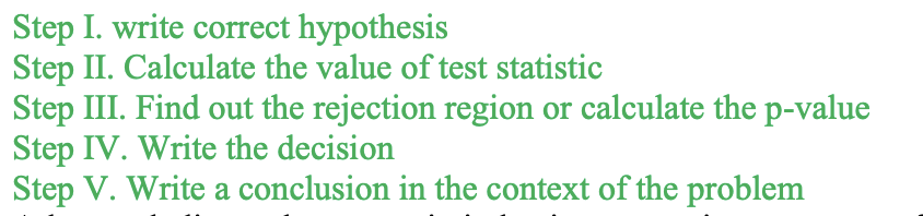Solved Step I. write correct hypothesis Step II. Calculate | Chegg.com
