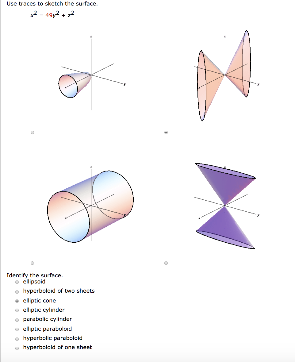 Solved Use traces to sketch the surface y  2z2  2x2  Cheggcom