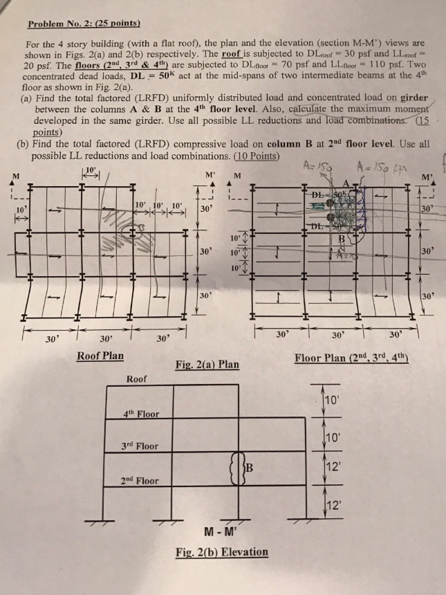 Problem No. 2: (25 points) For the 4 story building | Chegg.com