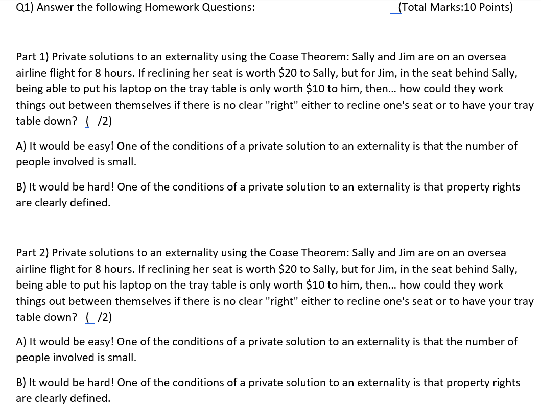Solved Q1) Answer the following Homework Questions: (Total | Chegg.com