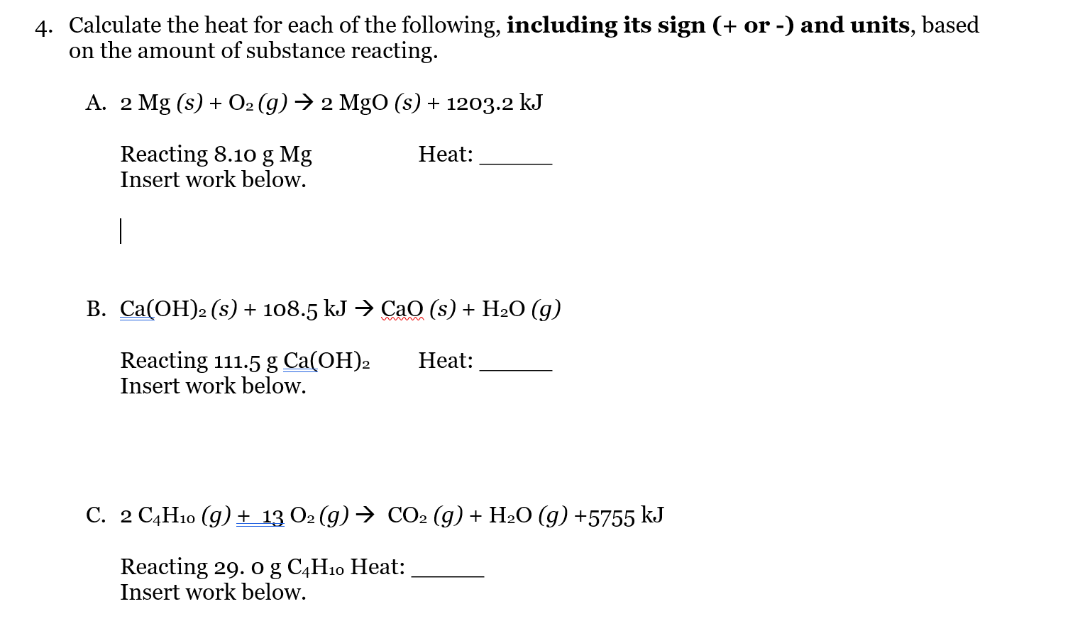 Solved Calculate the heat for each of the following, | Chegg.com
