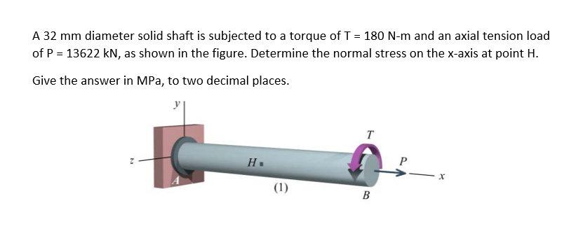 Solved A 32 mm diameter solid shaft is subjected to a torque | Chegg.com