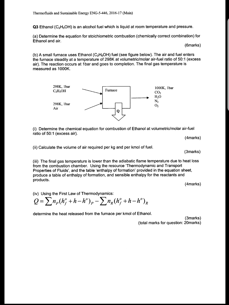 Solved Thermofluids and Sustainable Energy ENG-5-446, | Chegg.com