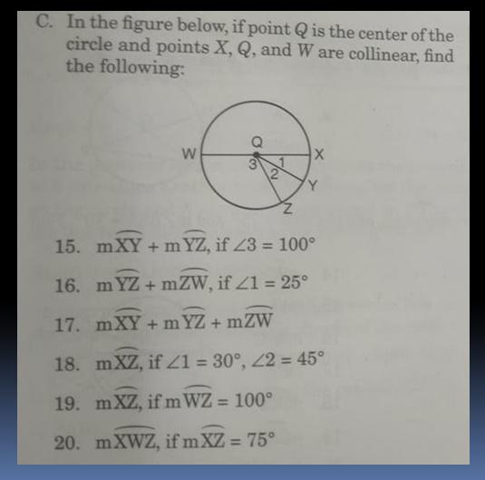 Solved In The Figure Below If Point Q Is The Center Of The Chegg Com