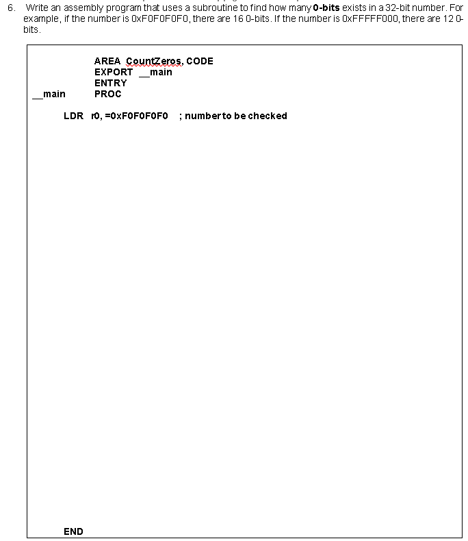 6. Write an assembly program that uses a subroutine | Chegg.com