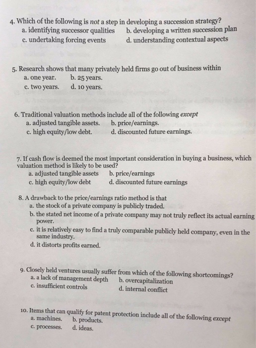 Solved 4. Which of the following is not a step in developing | Chegg.com