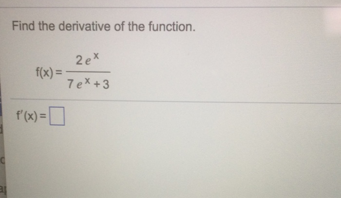 Solved Find the derivative of the function. f(x) = | Chegg.com