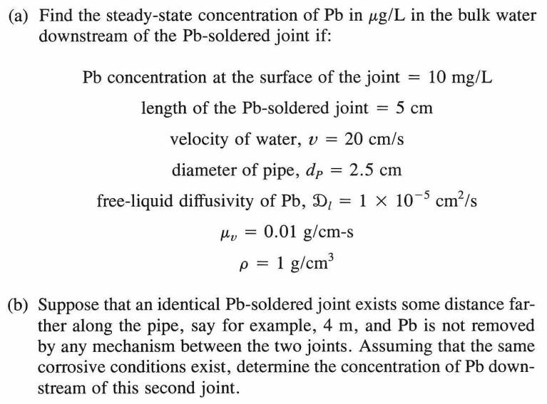 Solved 4-9 The dissolution of lead from Pb-soldered joints | Chegg.com