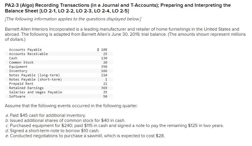 Solved PA23 (Algo) Recording Transactions (in a Journal and
