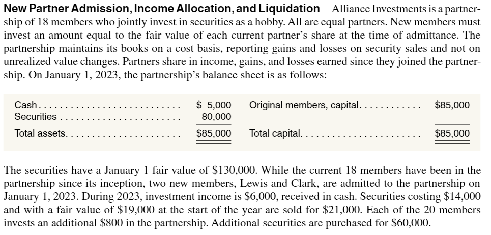 Solved New Partner Admission, Income Allocation, and | Chegg.com