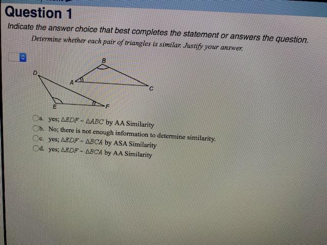 Solved Question 1 Indicate the answer choice that best | Chegg.com